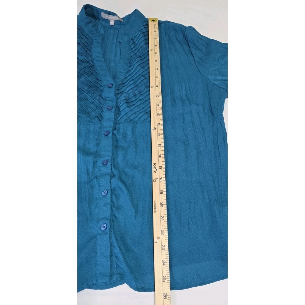 NY Collection Women's XL Teal Blouse - Picture 3 of 6
